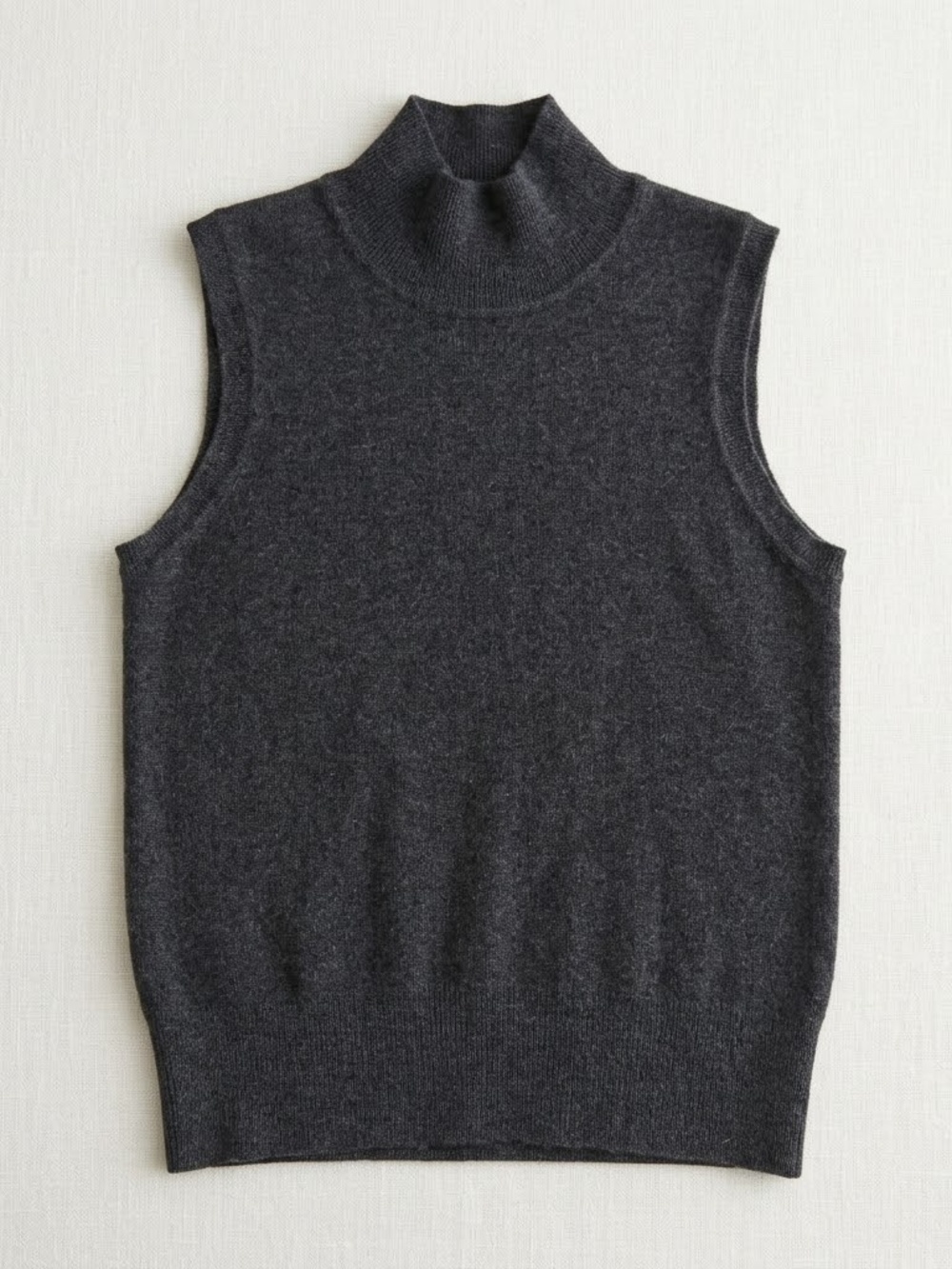 Tibi Silk Angora Sleeveless Mockneck Sweater Vest Charcoal Gray Size Medium